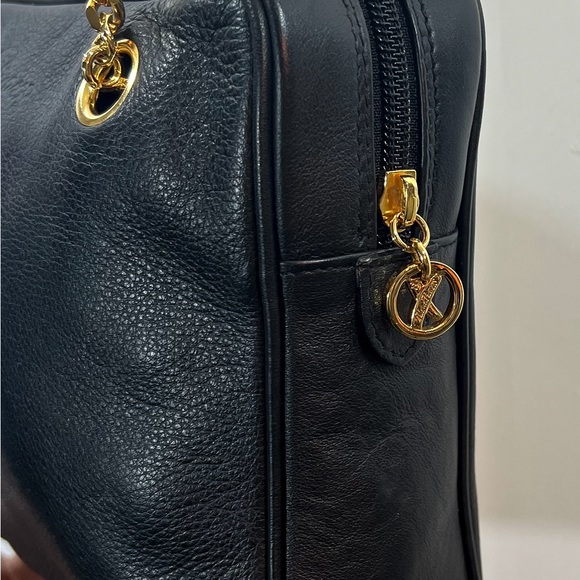 VINTAGE PALOMA PICASSO Black Leather Gold Chain Shoulder Bag - Picture 5 of 6